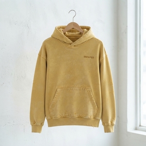 Sudadera con Capucha Amarilla para Hombre, Estilo Desgastado, Oversize, con Detalles Rotos, Estilo Urbano - Product Image 3