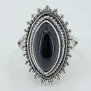 Black Onyx <b>Ring</b> 925 Sterling <b>Silver</b> Handmade Boho <b>Statement</b> Promise <b>Ring</b> for Women Natural Black Onyx Marquise July Birthstone - Product Image 5