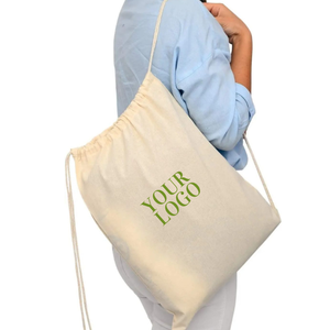 Large capacity cinch <b>backpack</b> made of 100% pure cotton for gym and sports clubs & <b>college</b> students - Product Image 2