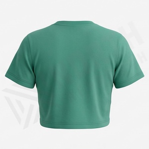 Customized Color Cotton Women <b>Crop</b> <b>Top</b> Lightweight Quickdry Solid Shirt Streetwear Fitness Gym Workout Activewear Tee - Product Image 2