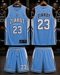 Wholesale Direct Ziakot Industry Custom Light Blue <b>Red</b>-White Round Neck Rib-Knit Basketball Jersey - Product Image 6