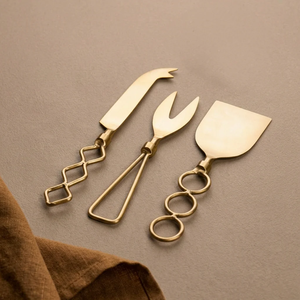 Brass <b>Cheese</b> <b>Set</b> Royal Gold Plated Brass <b>Cheese</b> <b>Set</b> With Designer Agate Handle <b>Cheese</b> Tools Best Price - Product Image 5
