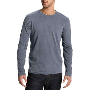 T-shirt à manches longues pour hommes, vêtements solides, ourlet incurvé, vente en gros - Product Image 1