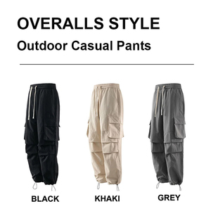 Pantalones Cargo Casuales para Hombre, Corte Holgado, Multibolsillos, para Senderismo, con Cordón Ajustable en el Tobillo, Resistentes, Estilo Urbano - Product Image 2