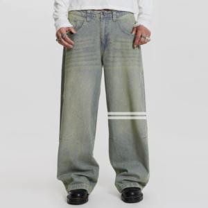Pantalones de mezclilla baratos estilo streetwear, vaqueros holgados de algodón, pantalones largos rectos para hombre, pantalones anchos lavados, transpirables para hombre - Product Image 4