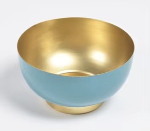 ชามโลหะสีน้ำเงินทันสมัยขอบทองขัดเงาสำหรับเสิร์ฟอาหารและตกแต่ง - Product Image 3