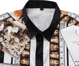 Nueva moda para hombre, camisa informal ajustada de manga larga con estampado de poliéster, talla europea, sublimación, camisa transpirable para trabajo de otoño - Product Image 3