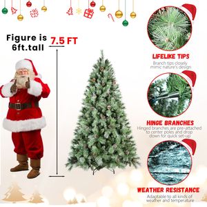 Albero di Natale Artificiale Pieghevole Preilluminato da 2,3 m con 1588 Punte in PVC e Base in Metallo, Decorazione Natalizia Verde - Product Image 3