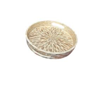 Bandeja hexagonal de lujo con incrustaciones de nácar, bandeja decorativa geométrica con incrustaciones de hueso en forma de panal para mesa de café y decoración del hogar. - Product Image 3