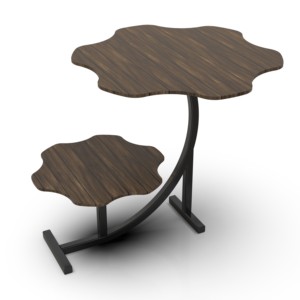 Mesa Auxiliar Contemporánea con Base de Metal Curvada, Superficie de Metal, Dos Niveles, Mesa de Acento Moderna, Muebles para el Hogar, Decoración para Sala de Estar y Dormitorio - Product Image 3