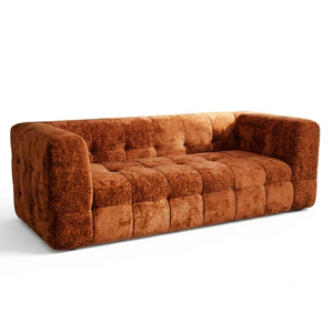 Sofá Chesterfield de terciopelo con mechones, tres plazas, brazos acolchados, estilo tradicional, mueble de sala de estar, color verde, sofá para sala de estar - Product Image 1