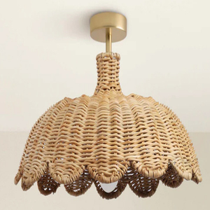 Rattan Flush Mount <b>Light</b> Hand Woven Ceiling Lamps - Product Image 2