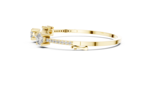 Round Cut Three Stone Lab Grown Diamond Open Bangle <b>Bracelet</b> IGI Certified DEF VS 14K Pure Gold <b>Bracelet</b> Wholesale Manufacturer - Product Image 5