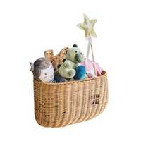 Cesta de mimbre festoneada para pared, muebles infantiles, habitación de niños, mimbre natural festoneado, montaje colgante para almacenamiento en sala de juegos infantil