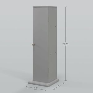 Piccolo mobile angolare da bagno grigio con porte e ripiani per la conservazione di carta igienica e Shampoo - Product Image 3