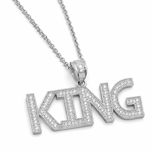 Colgante con Letra King, Plata 925, Forma Redonda, Diamante Moissanita, Joyería Hip Hop para Hombre, Regalo de Propuesta - Product Image 1