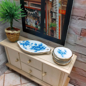 Miniature 1:12 Blue White Porcelain Tea Set <b>Mini</b> Ceramic Tea Pot With Cup Saucer Spoon for Cafe <b>Table</b> Decor Gift for age 14+ - Product Image 4
