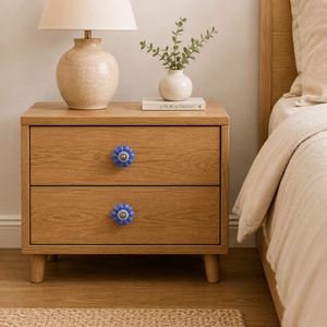 Pomo de Cerámica Azul con Diseño de Flor para Mueble |   Tirador de Cajón Estilo Rústico para Cocina, Dormitorio, Armario, Cómoda, Muebles, Puerta, Decoración - Product Image 4