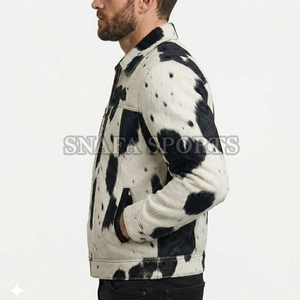 Premium Quality Custom Size Men Embroidery Custom Printed Design Hair on <b>Leather</b> <b>Jackets</b> Professional Design Cowhide <b>Jackets</b> - Product Image 3