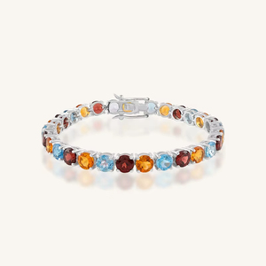 Blue Topaz and <b>Garnet</b> Citrine <b>Bracelet</b> in 92.5 Sterling Silver KLSB-20488 - Product Image 1
