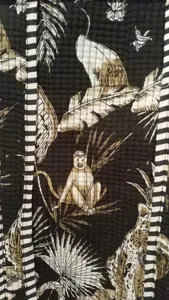 Sac fourre-tout matelassé en coton noir pour femme avec imprimé floral, style bohème, sac à main décontracté d'été avec fermeture éclair pour femme - Product Image 3