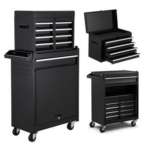 Carrello Portautensili a 5 Cassetti con Ruote, Imballaggio Rinforzato, Cassetta degli Attrezzi in Metallo per Garage, Parte Superiore Staccabile, Armadietto Portaoggetti - Product Image 1