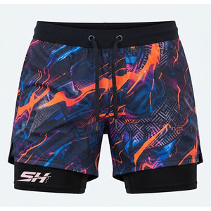 Pantalones cortos de gimnasio 2 en 1 con estampado por sublimación para hombre, ideales para correr, hacer ejercicio, ropa deportiva, antibacterianos, servicio OEM - Product Image 1