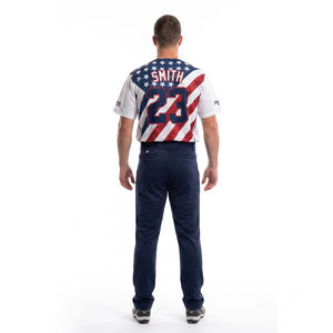 Uniforme Deportivo Personalizado Sublimado 100% Poliéster para Hombre, Uniforme Patriótico de Béisbol con Nombre del Jugador, Fabricante OEM - Product Image 2