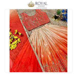 Magnifique collection de vêtements indiens pour enfants en soie Chinnon lourde et douce avec bordure en filet et dentelle, Dupatta Lehenga Choli - Product Image 2