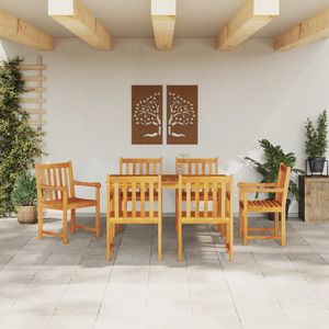 Ensemble de salle à manger de jardin en bois d'acacia massif marron, 7 pièces - Product Image 4