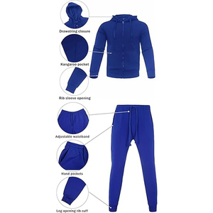 Survêtement bleu à capuche pour homme, couleur unie, décontracté, avec poches latérales, respirant, collection automne 2026 - Product Image 2