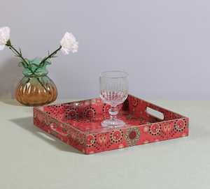 Bandejas de Almacenamiento de Madera Lacada Roja de Estilo Oriental Moderno, Diseño Rectangular Apilable, Aptas para Lavavajillas, Fáciles de Limpiar, para Organizar la Mesa - Product Image 2