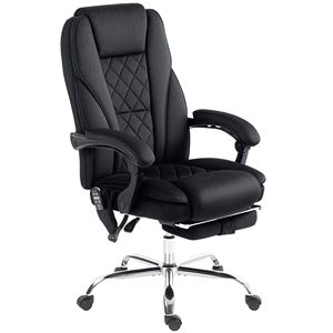 Sedia da Ufficio Reclinabile Nera con Funzione Riscaldante, Altezza Regolabile e Poggiapiedi, Sedia da Computer Massaggiante - Product Image 1