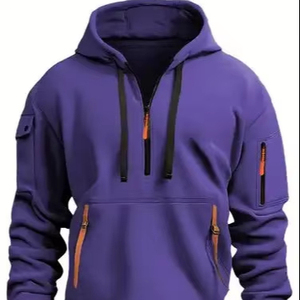 Sweat à capuche personnalisé avec fermeture éclair quart de tour, conception ODM, polyester/coton, écologique, respirant, impression numérique, broderie machine - Product Image 1