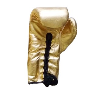 Gants d'entraînement de kickboxing en cuir de vachette respirant et durable, anti-humidité, antidérapants, avec logo personnalisé, lacets or et blanc pour la boxe - Product Image 3