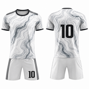 Uniforme de Fútbol Profesional con Diseño de Mármol en Blanco y Negro, Conjunto de Uniforme de Fútbol Sublimado Elegante - Product Image 3