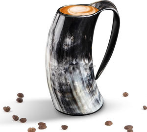 Fabriqué à la main personnalisé Viking sculpture céramique corne à boire tasse hautement poli corne naturelle inde pour cadeaux d'affaires-vin bière - Product Image 2