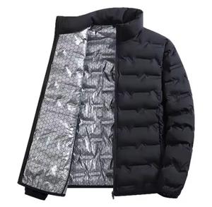 Chaqueta Bomber Negra de Lona para Hombre, con Capucha, Cierre de Cremallera, Transpirable, Resistente al Viento, con Relleno de Poliéster, para Uso Casual en Invierno - Product Image 5