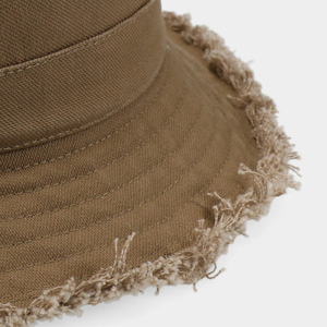 Sombrero de Lona Marrón Personalizado para Hombre, Color Sólido, Borde Deshilachado, Estilo Casual para Primavera/Verano, 56-58CM de Circunferencia de Cabeza, Sombrero de Mezclilla - Product Image 6