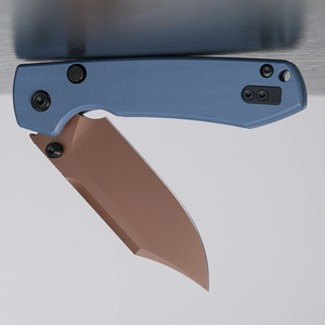 Outdoor Folding <b>Pocket</b> <b>Knives</b> with Copper Finish Curved Blade Blue Textured Handle Thumb Stud <b>EDC</b> <b>Utility</b> Cutting Tool use - Product Image 5