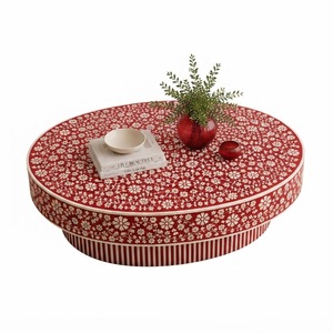 Mesa de centro redonda azul con incrustaciones de hueso y estante inferior, mesa central de lujo con patrón floral para sala de estar y salón de hotel, personalizada - Product Image 5