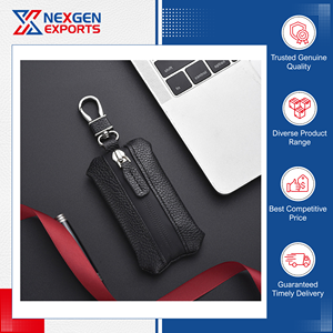 Étui à clés de voiture en cuir PU imperméable de qualité supérieure, très résistant, avec fermeture éclair, idéal pour les voyages, les cadeaux et le rangement - Product Image 4