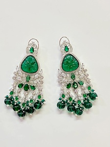 Pendientes Colgantes Chandbali Vintage con Forma de Campana, Naturales, Tradicionales Indios, Chapados en Oro, Joyería Étnica para Fiestas y Bodas - Product Image 2