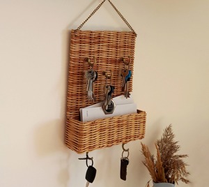 Premium Rattan <b>Wall</b> Key Holder Perfect For Farmhouse Decor Stylish Entryway Key Storage <b>Rack</b> Natural Handmade Look From India - Product Image 4