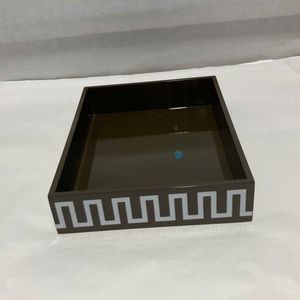 Plateau en laque durable fait main, rectangulaire bleu marine, avec bordure à motif grec, pour service et décoration intérieure, vente en gros, B2B, vente en gros de plantes, OEM - Product Image 2