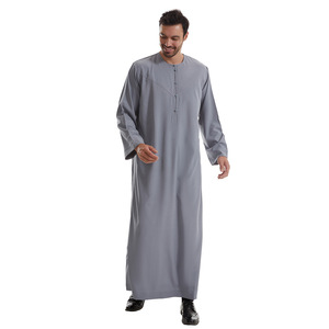 Wholesale <b>Men's</b> <b>Thobe</b> Muslim Jubba Arabic Kandura Islamic Robe Custom Logo OEM ODM Plain Long Sleeve Dubai Thobes - Product Image 5