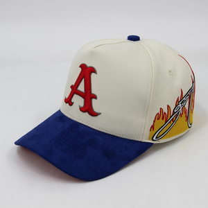 Casquette Snapback Brodé Bicolore 6 Panneaux Unisexe, Chapeau de Baseball à Visière Réglable avec Lettre A, Style Décontracté - Product Image 3