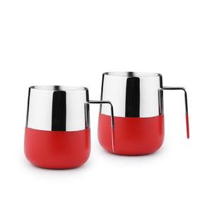 Mug à café en acier inoxydable avec poignée en silicone, tasse à thé en métal isolée, mug à double paroi moderne avec poignée - Product Image 2