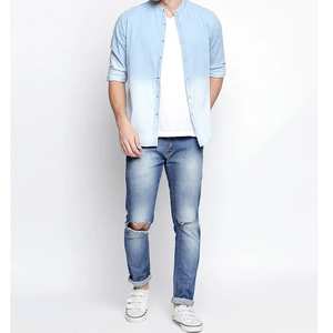 Camisas de Mezclilla para Hombre, Construcción con Costuras Resistentes, Proveedor de Camisas de Mezclilla Personalizadas para Hombre, Fábrica de Camisas de Mezclilla con Etiqueta Tejida para Hombre - Product Image 2