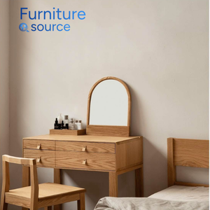 Premium Compact Oak Vanity <b>Desk</b>-Extendable Adjustable Lighted Makeup Table Built-in Storage-Minimalist Panel Design Bedroom - Product Image 2